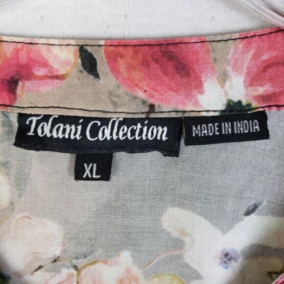 Tolani Collection 'ADELE' Blouse Top Floral Print Roll-Tab Sleeve Modal size XL - Picture 4 of 14